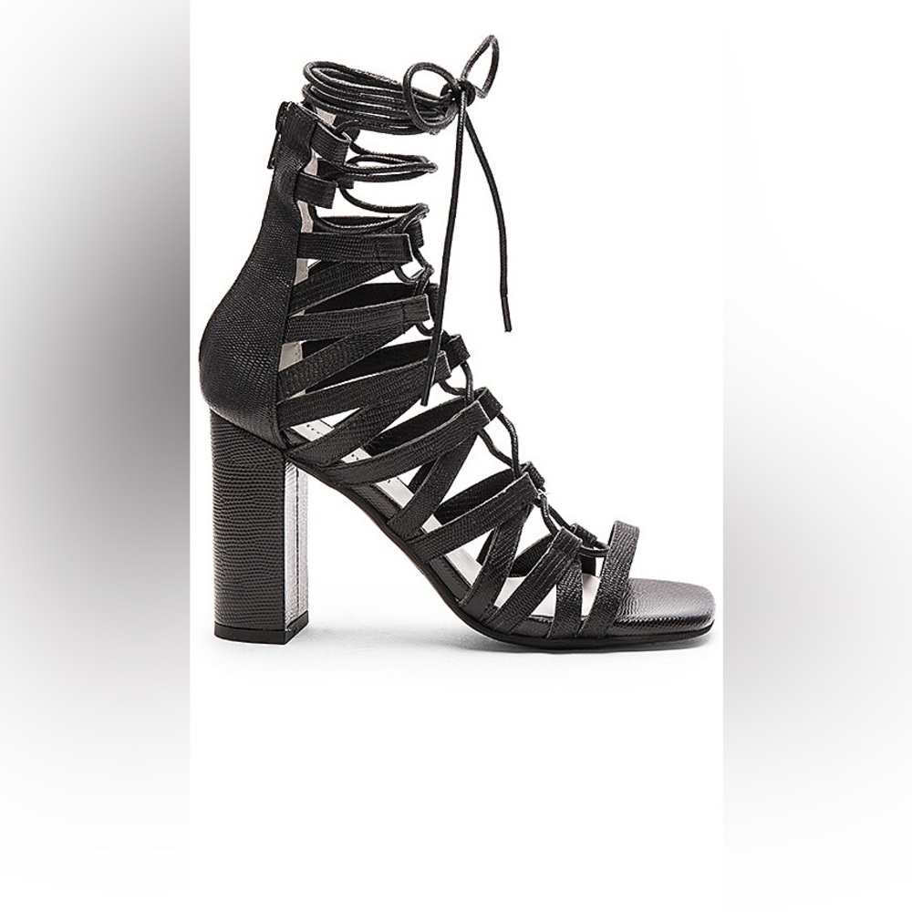 Size 7 Jeffrey Campbell Stockard Heel in Black Lizard